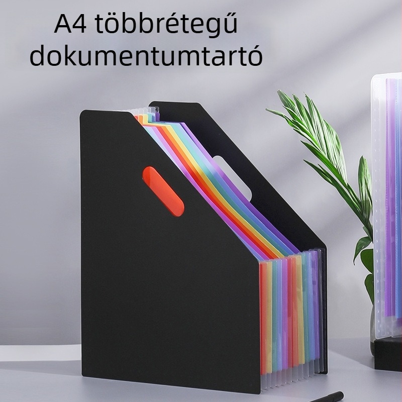 A4-es függőleges akordeon mappa ferde nyílással, nagy kapacitású a diákok dokumentumainak rendezéséhez