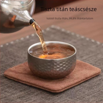 Tiszta titán teáscsésze személyes használatra, kettős falú, égésvédelmi kivitel