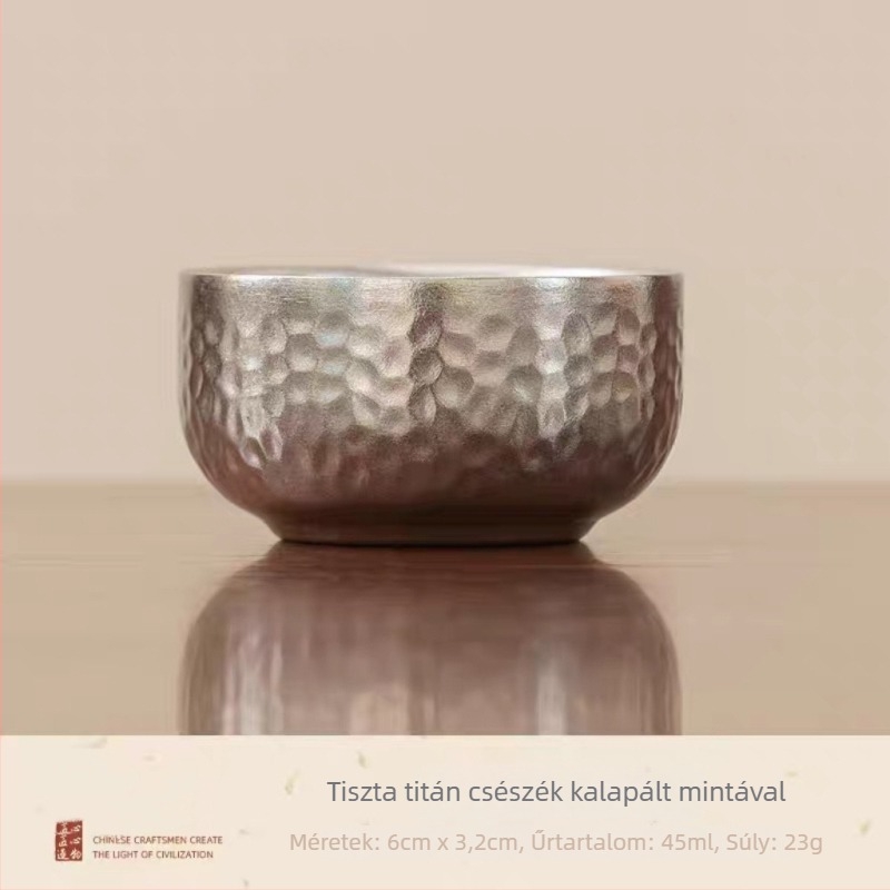 Tiszta titán teáscsésze személyes használatra, kettős falú, égésvédelmi kivitel