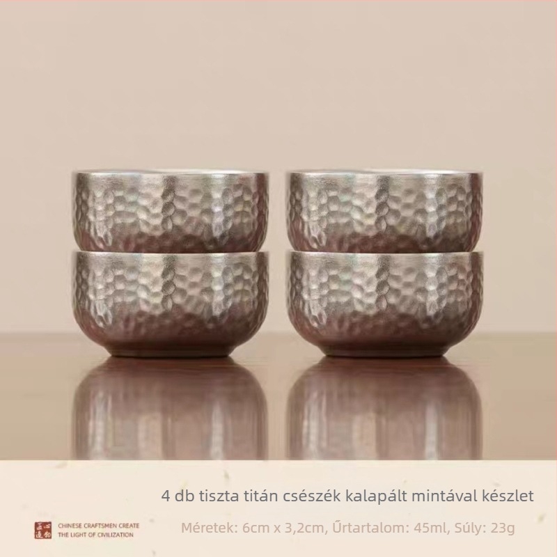 Tiszta titán teáscsésze személyes használatra, kettős falú, égésvédelmi kivitel