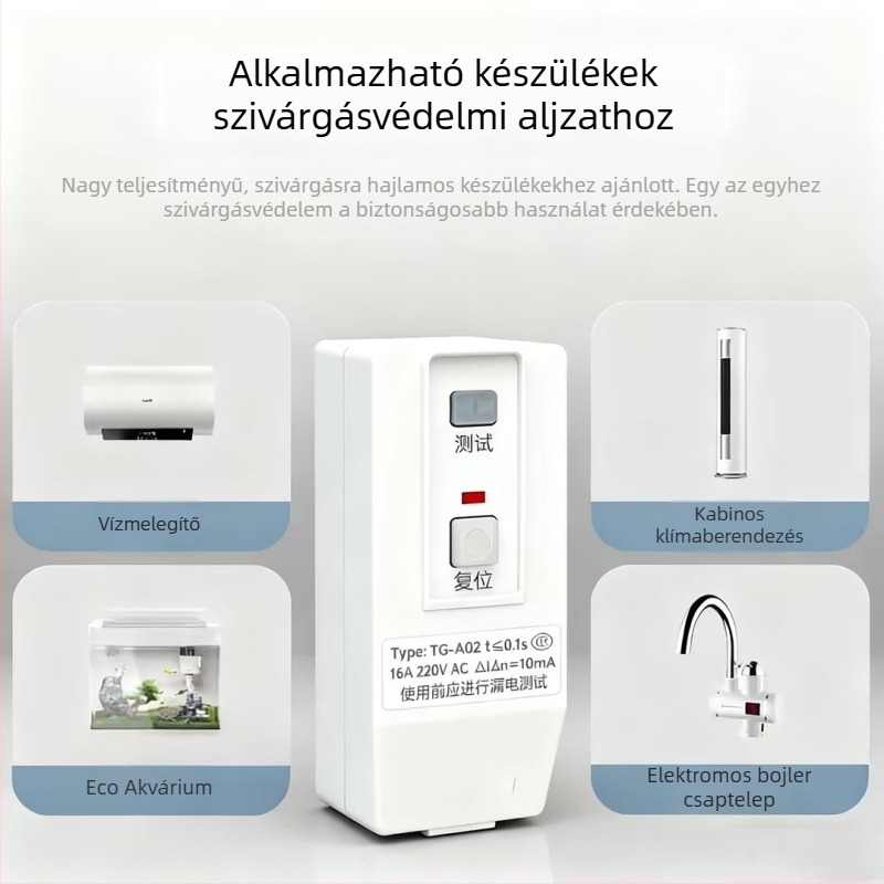 Szivárgás elleni védelemre szolgáló dugó napelemes vízmelegítőhöz és elektromos forróvíz csaphoz, háztartási készülék, 10A/16A