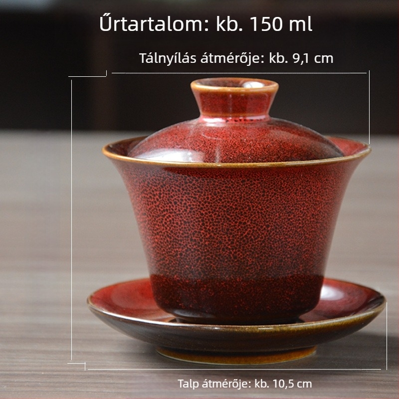 Kerámiából készült fedéllel ellátott teás tál otthoni használatra, vintage kínai stílus, érintésre hűvös, egy darabból álló