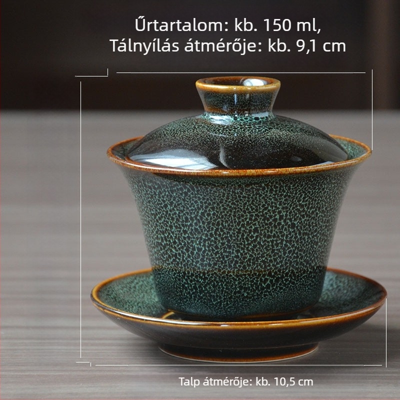 Kerámiából készült fedéllel ellátott teás tál otthoni használatra, vintage kínai stílus, érintésre hűvös, egy darabból álló