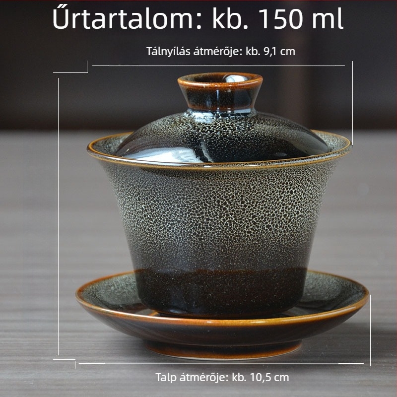 Kerámiából készült fedéllel ellátott teás tál otthoni használatra, vintage kínai stílus, érintésre hűvös, egy darabból álló