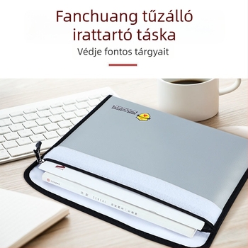 Otthoni és irodai tűzálló irattartó táska, lángálló, víz- és nedvességálló, vastított kivitel, magas hőmérséklet-tűrés