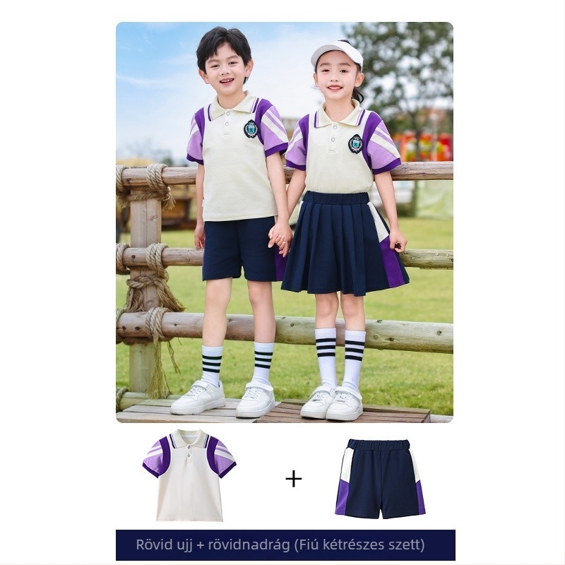 Óvodai és általános iskolai egyenruha, minden évszakra, brit preppy stílusban, felső + nadrág készlet, uniszex.