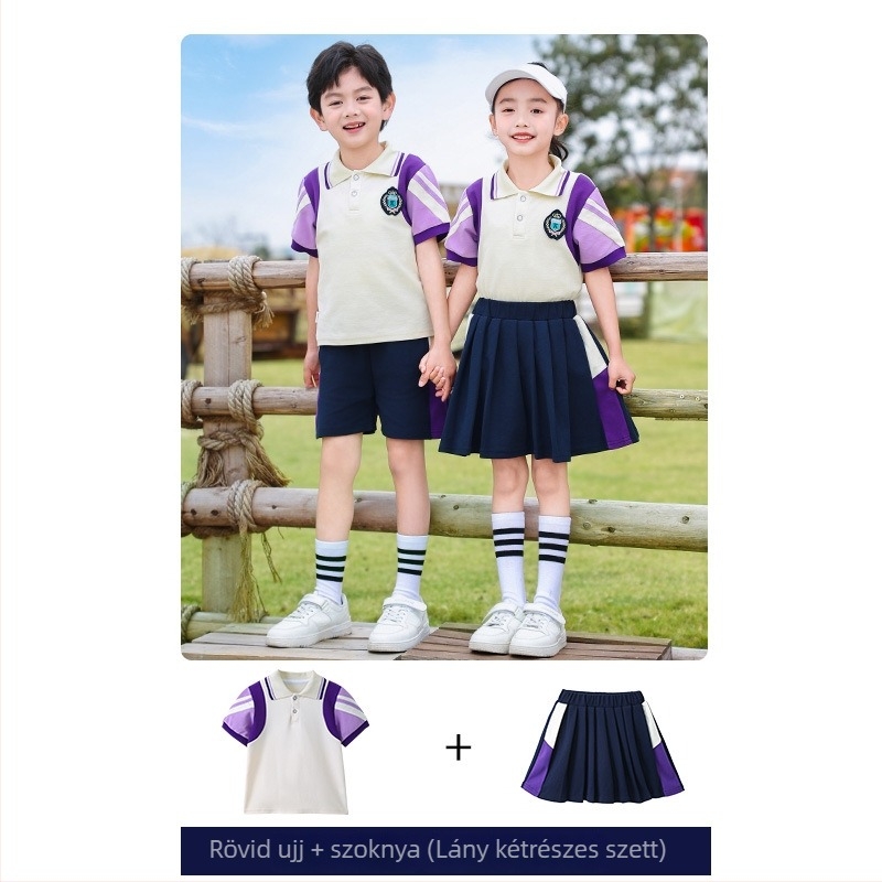 Óvodai és általános iskolai egyenruha, minden évszakra, brit preppy stílusban, felső + nadrág készlet, uniszex.