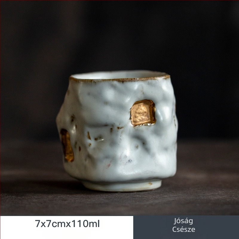 Dunhuang-kiln mázú teáscsésze, kézzel készített, nagy méretű Gongfu teához, durva kerámia