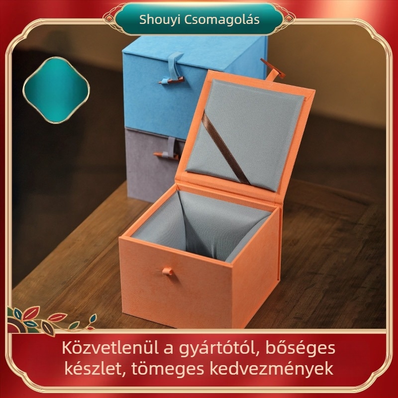 Velúr brokát tároló doboz Yixing Zisha teáskannához, retro nemzeti stílusú ajándékcsomagolás és ékszertároló
