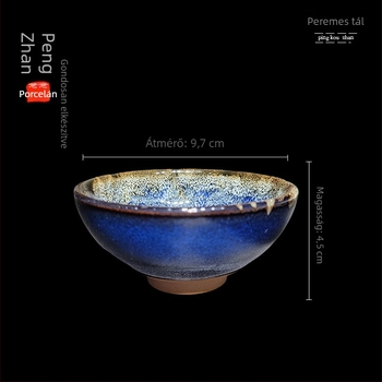 Gongfu teáscsésze olajcsepp mázzal, fekete porcelán