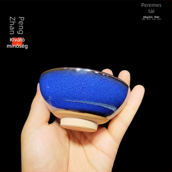 Gongfu teáscsésze olajcsepp mázzal, fekete porcelán