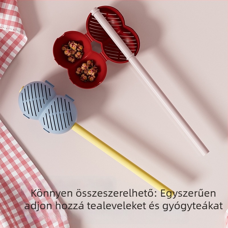 Magas hőmérsékletnek ellenálló teafilter szívószállal – otthoni teafőzéshez, tealevelek szűrő, virágtea golyó infúzorral és tartóval
