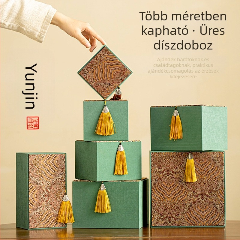 Teaceremóniás készlet: teáskanna és csésze ajándékdoboz, csésze tároló doboz, Tassel brokát doboz