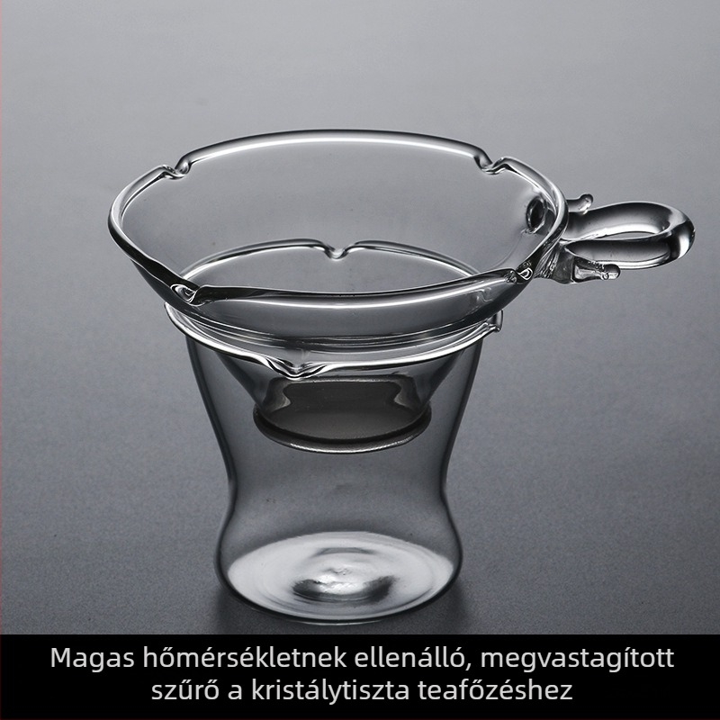 Üvegből készült teafilter, alap és tölcsér – teás kiegészítők