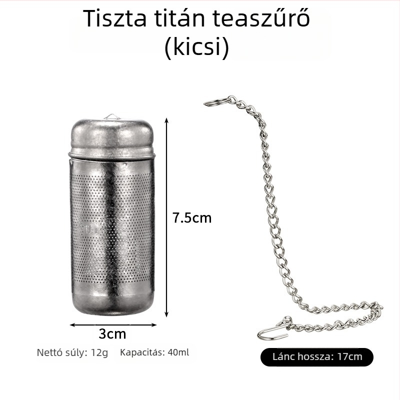 Hong Junda titánium teafilter levélválasztóval és teás bögrével, tiszta titán, ízesítő golyó marináláshoz