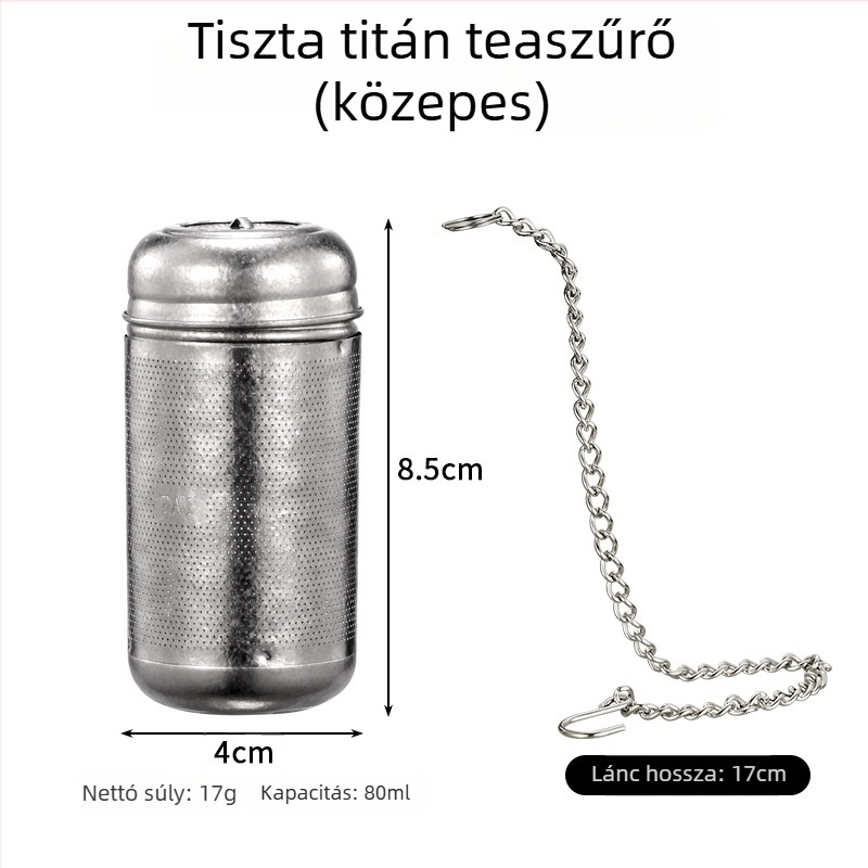Hong Junda titánium teafilter levélválasztóval és teás bögrével, tiszta titán, ízesítő golyó marináláshoz