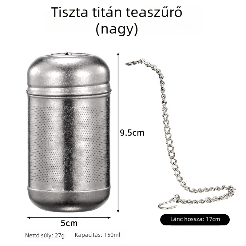 Hong Junda titánium teafilter levélválasztóval és teás bögrével, tiszta titán, ízesítő golyó marináláshoz