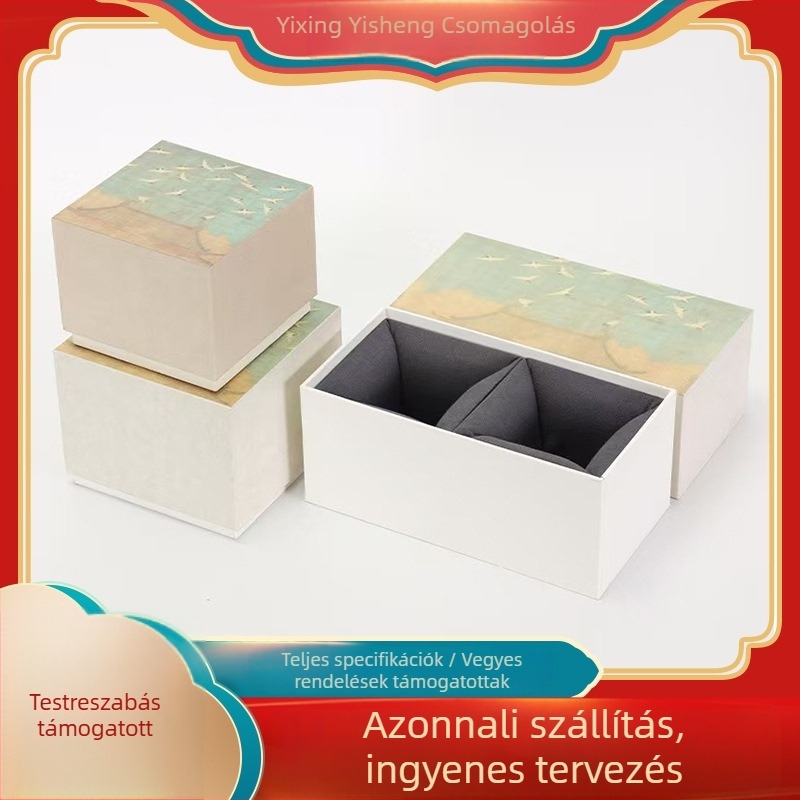 Jian ware teáskanna fedővel, porcelán teáskészlet csészékkel, ajándékdobozban és retro tároló dobozban