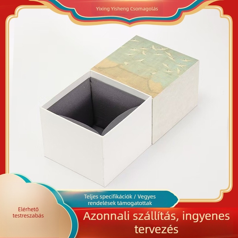Jian ware teáskanna fedővel, porcelán teáskészlet csészékkel, ajándékdobozban és retro tároló dobozban