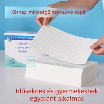 Zsinóros tasakban lévő nedvszívó pamutszálas párnák készlete, tartalmaz nedvszívó párnát és vizeletpárnát, nagy felszívódási képességgel, WC ülőkéhez