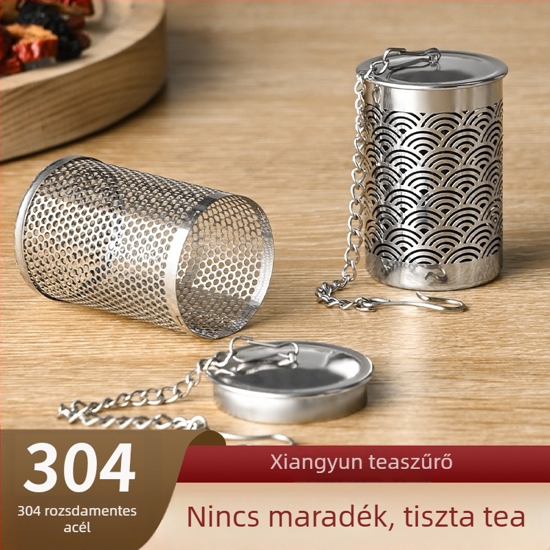 304 rozsdamentes acélból készült teafilter és teakonténer, levélfiltr és tea–víz elválasztó eszköz
