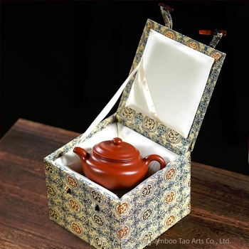 Song brokát nagy doboz retro kínai stílusú lila agyag teáskannához és porcelán készlethez, pecsét, ajándék tárolás
