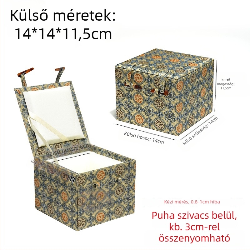 Song brokát nagy doboz retro kínai stílusú lila agyag teáskannához és porcelán készlethez, pecsét, ajándék tárolás