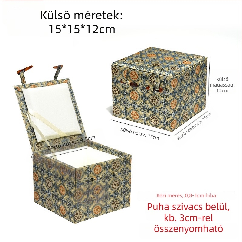 Song brokát nagy doboz retro kínai stílusú lila agyag teáskannához és porcelán készlethez, pecsét, ajándék tárolás