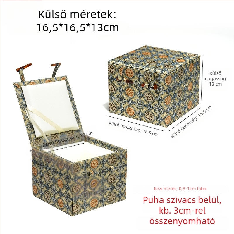 Song brokát nagy doboz retro kínai stílusú lila agyag teáskannához és porcelán készlethez, pecsét, ajándék tárolás