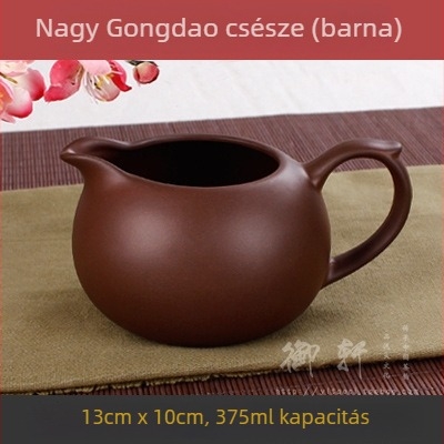 Hiteles lila agyag teás pohár és nagy méretű kerámia teás tál szeparátorral és kiegészítőkkel a tea ceremóniához