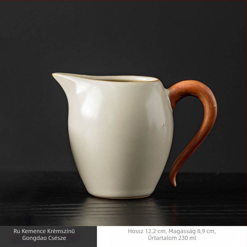 Beige porcelán teáscsésze fogantyúval – égésvédett, Kung Fu teáskészlet, egy darab irodára vagy otthonra