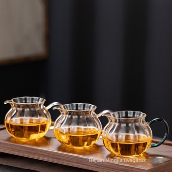 Gongfu teás pohár üvegből, plum virágos csíkokkal, teákészlet-kiegészítők, tea szeparátor, hőálló üveg