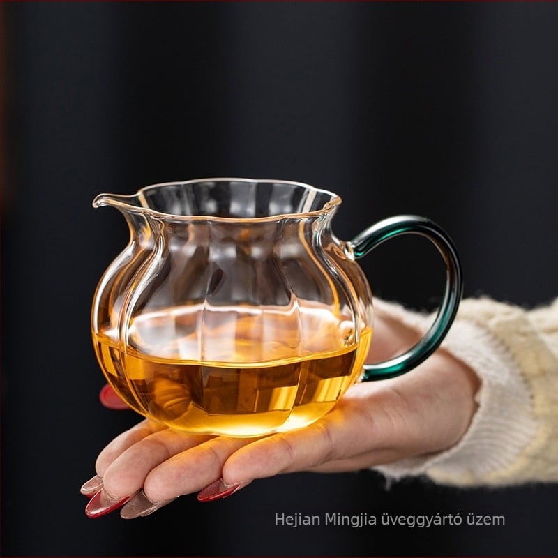 Gongfu teás pohár üvegből, plum virágos csíkokkal, teákészlet-kiegészítők, tea szeparátor, hőálló üveg