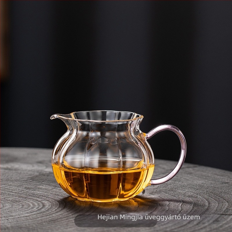 Gongfu teás pohár üvegből, plum virágos csíkokkal, teákészlet-kiegészítők, tea szeparátor, hőálló üveg