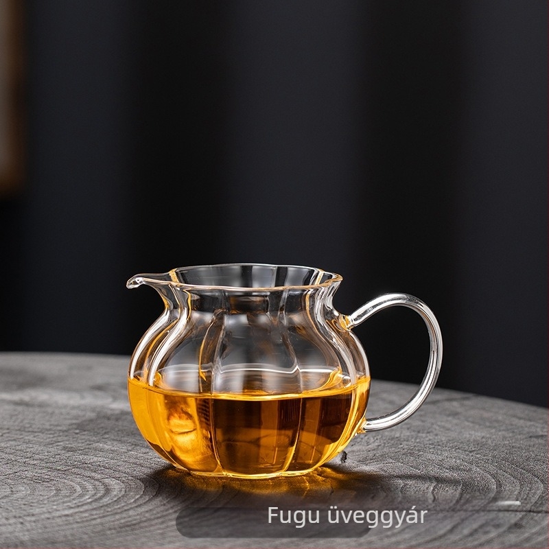 Gongfu teás pohár üvegből, plum virágos csíkokkal, teákészlet-kiegészítők, tea szeparátor, hőálló üveg