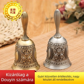 Fém bronz retro kézi tekerős harang vagyon vonzásáért, otthoni dekorációhoz, bár- és éttermi tálhívó harang, divatos kézműves