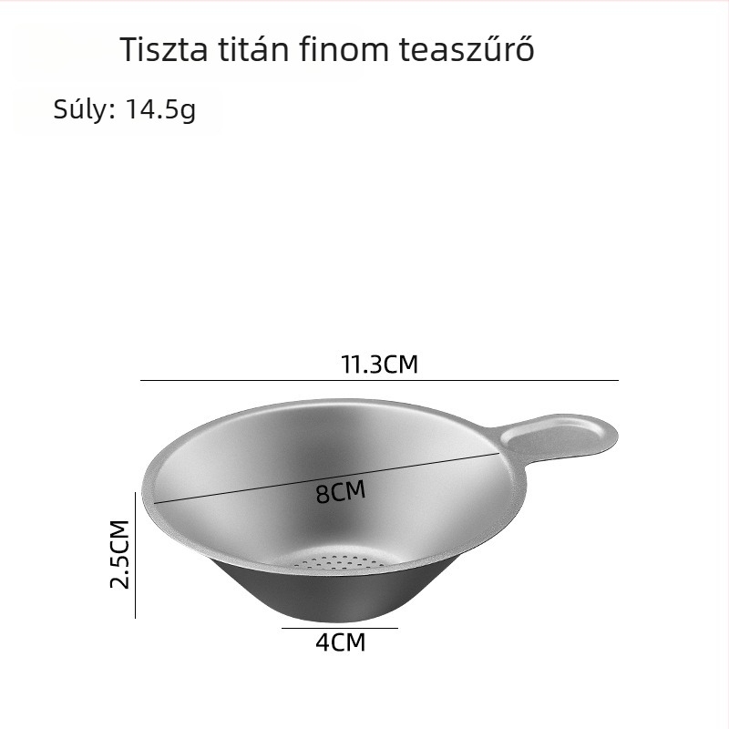 Kültéri utazó teáskészlet tiszta titánból, elválasztóval, Gongfu teáscsészével, szűrővel és szitával