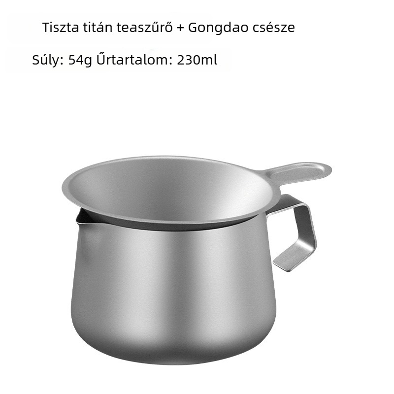 Kültéri utazó teáskészlet tiszta titánból, elválasztóval, Gongfu teáscsészével, szűrővel és szitával