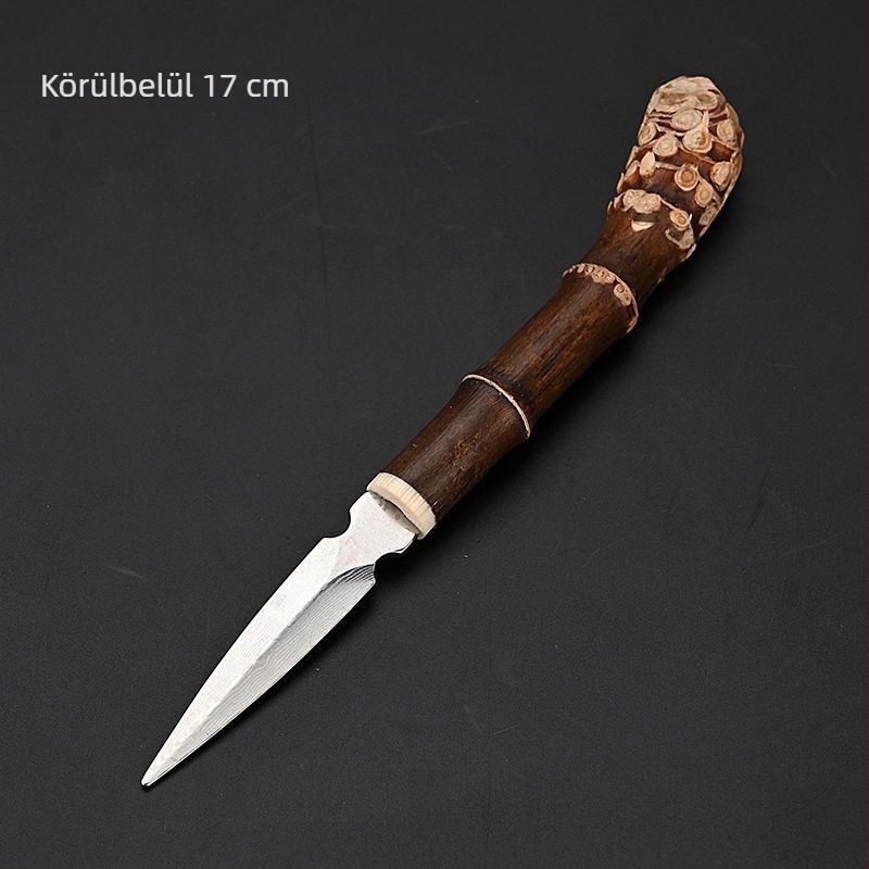 Természetes lilás bambuszból készült teáskés és teás tű, szegmentált nyéllel, Pu'er teakekszhez, teáskészlet kiegészítői.