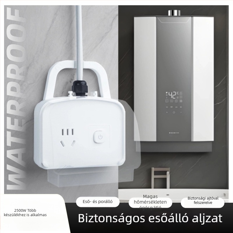 Ötpinós vízálló dugalj a fürdőszobába – falra szerelhető, intelligens vécé és bojler számára