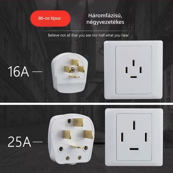 86 típusú falra szerelt hálózati aljzat 440V, háromfázisú ötpólusú ipari aljzat, 16A/25A, 380V ötvezetékes klímaberendezés dugó