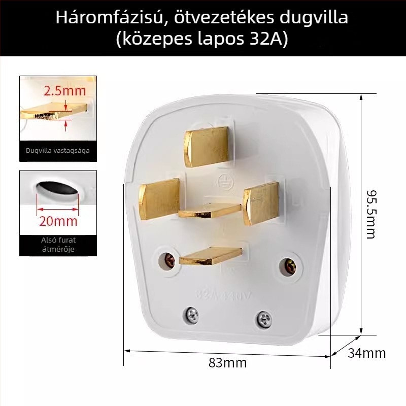 86 típusú falra szerelt hálózati aljzat 440V, háromfázisú ötpólusú ipari aljzat, 16A/25A, 380V ötvezetékes klímaberendezés dugó