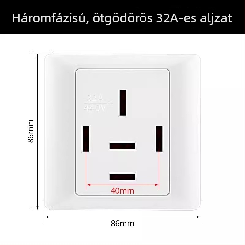 86 típusú falra szerelt hálózati aljzat 440V, háromfázisú ötpólusú ipari aljzat, 16A/25A, 380V ötvezetékes klímaberendezés dugó