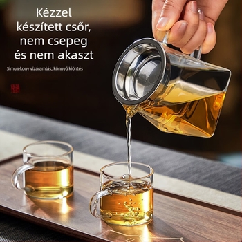 Hőálló, átlátszó boroszilikát üvegből készült teáskészlet, szeparátorral és teaceremóniához tartozó tálcával