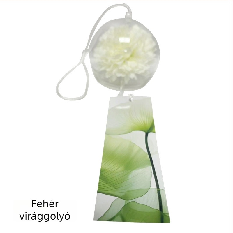Virágos szélharang japán stílusú üvegfedéllel, kültéri vízálló függő dekoráció