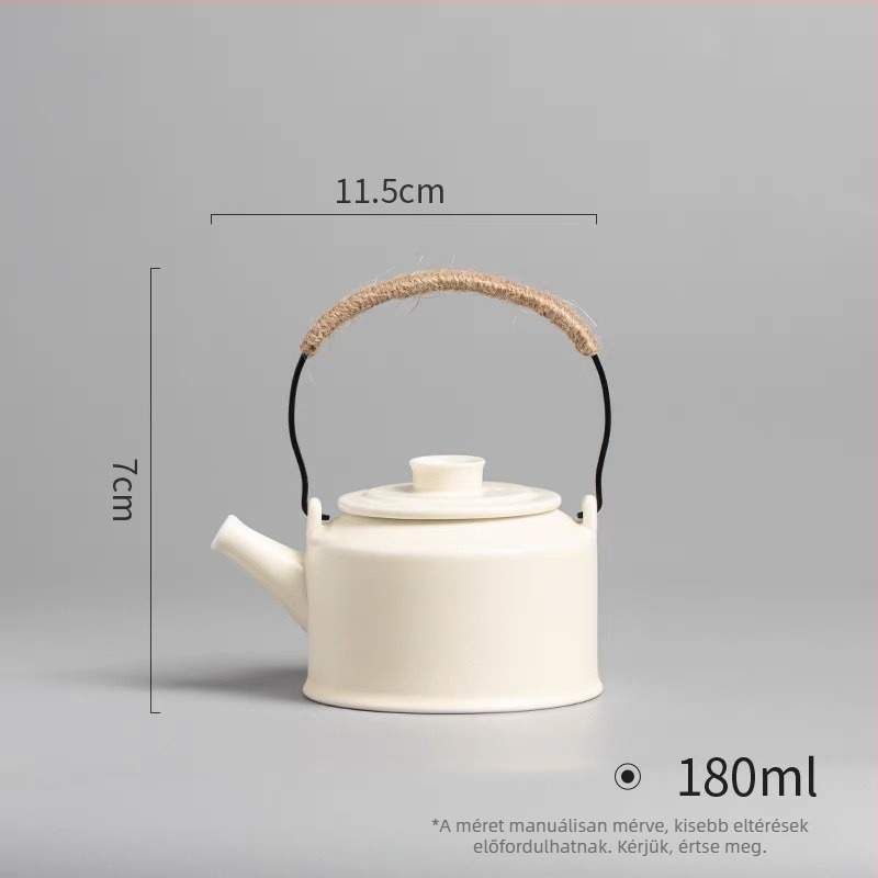 Nagy kapacitású kerámia Kung Fu teáskanna fogantyúval, virágtea készítéséhez, fehér porcelán