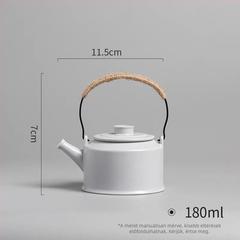 Nagy kapacitású kerámia Kung Fu teáskanna fogantyúval, virágtea készítéséhez, fehér porcelán