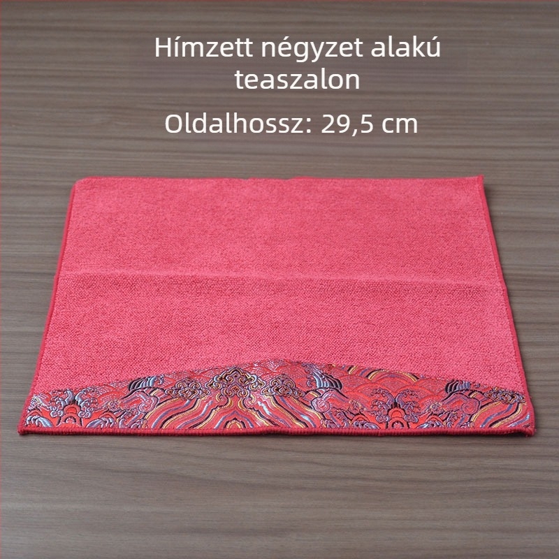 Kínai stílusú felhőbrokát négyszögletes teáskendő, vastag, nagy méret, nedvszívó anyag teaceremóniára és teázóasztalhoz