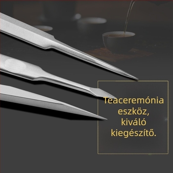 Rozsdamentes acél teás eszközök: teázó tű, teás kés, Pu'er tea tégla nyitó, te konusz, te tégla, te osztó eszköz