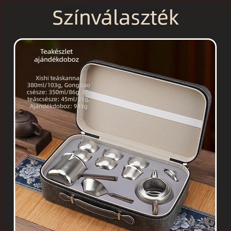 Tiszta titánból készült teáskészlet Kung-Fu tea szertartáshoz, otthoni és kültéri használatra, prémium luxus ajándék